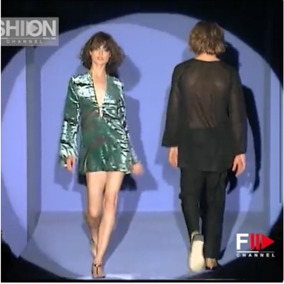 GUCCI Tom Ford HAUTE COUTURE SILK Dress Vintage SS96 Teal Zebra Runway SIZE 6 - Picture 3 of 12